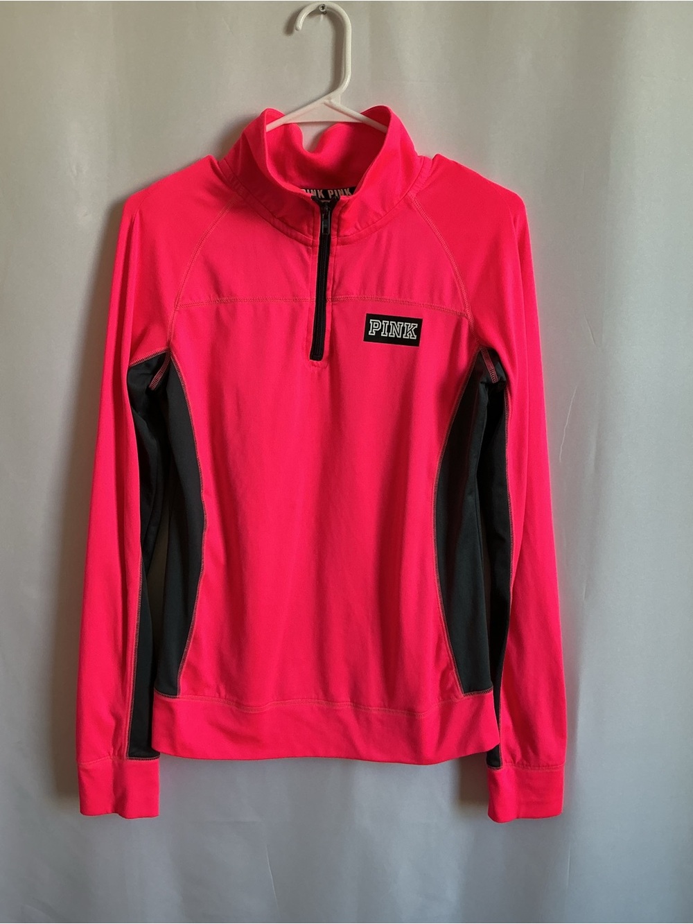 Victoria's Secret PINK Hot Pink & Black Half-Zip Performance Pullover